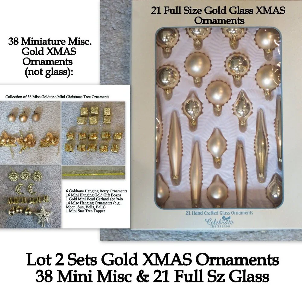 XMAS in July Sale 59 PC Set: 38 Small Ornaments & 21 New Full Sz Glass Ornaments